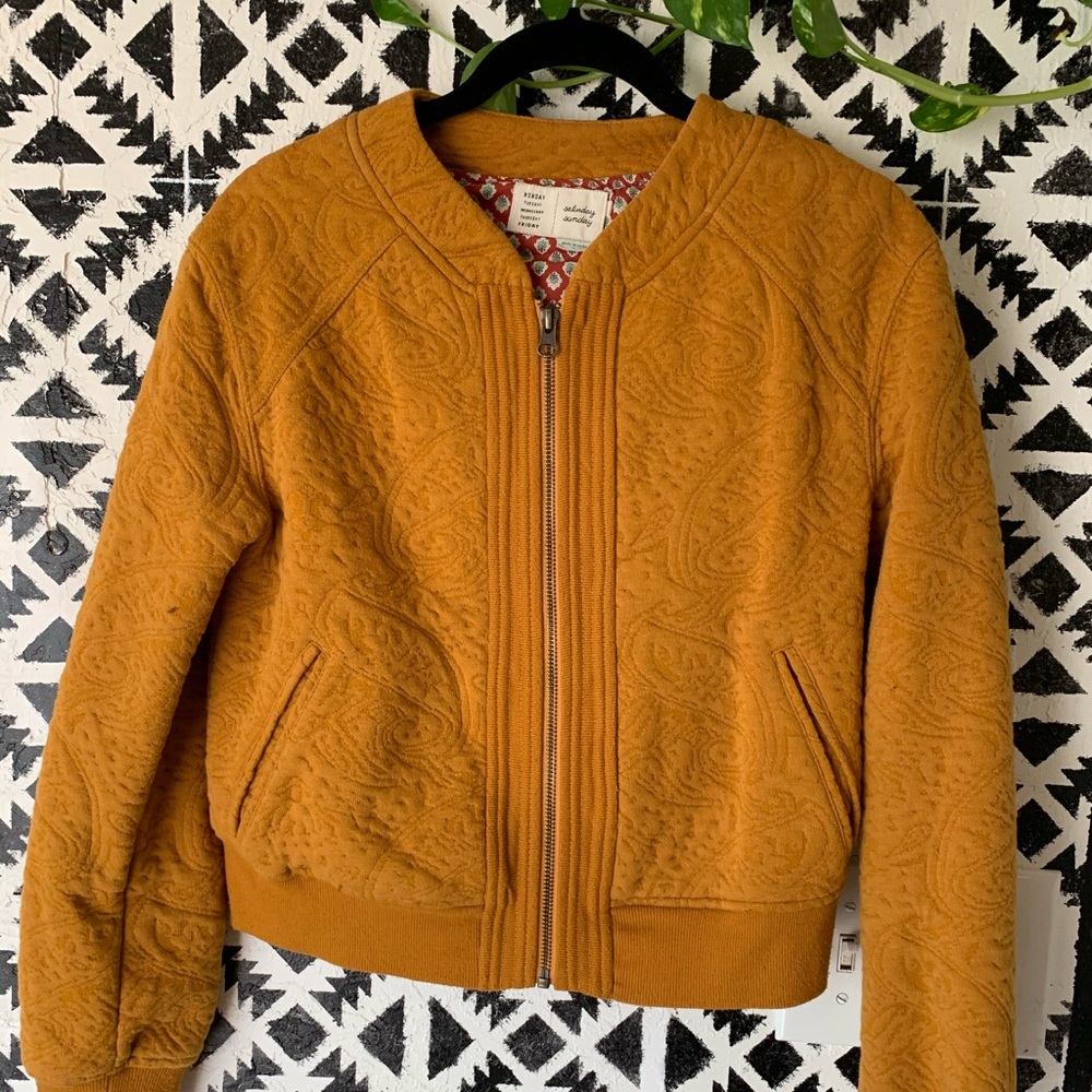Anthro textured mustard bomber